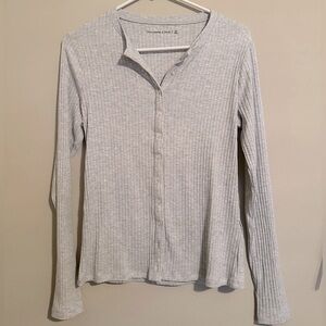Abercrombie & Fitch Women's Long-Sleeve Button-Through Wide Rib Top